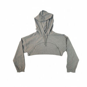 Women's Unbranded Gray Cropped Jersey Hoodie Sweatshirt S Streetcore/Athleisure